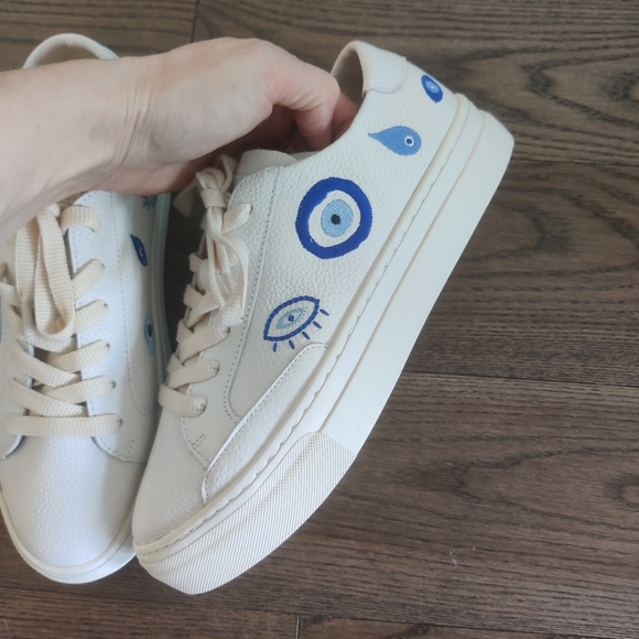 SOLUDOS Ibiza Platform Sneaker Evil Eye Oasis White NWOB Retail $200 - Picture 6 of 10
